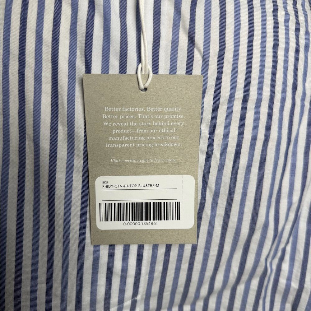 Everlane The Woven P.J. Top Blue Stripe NWT Size M - Picture 3 of 11